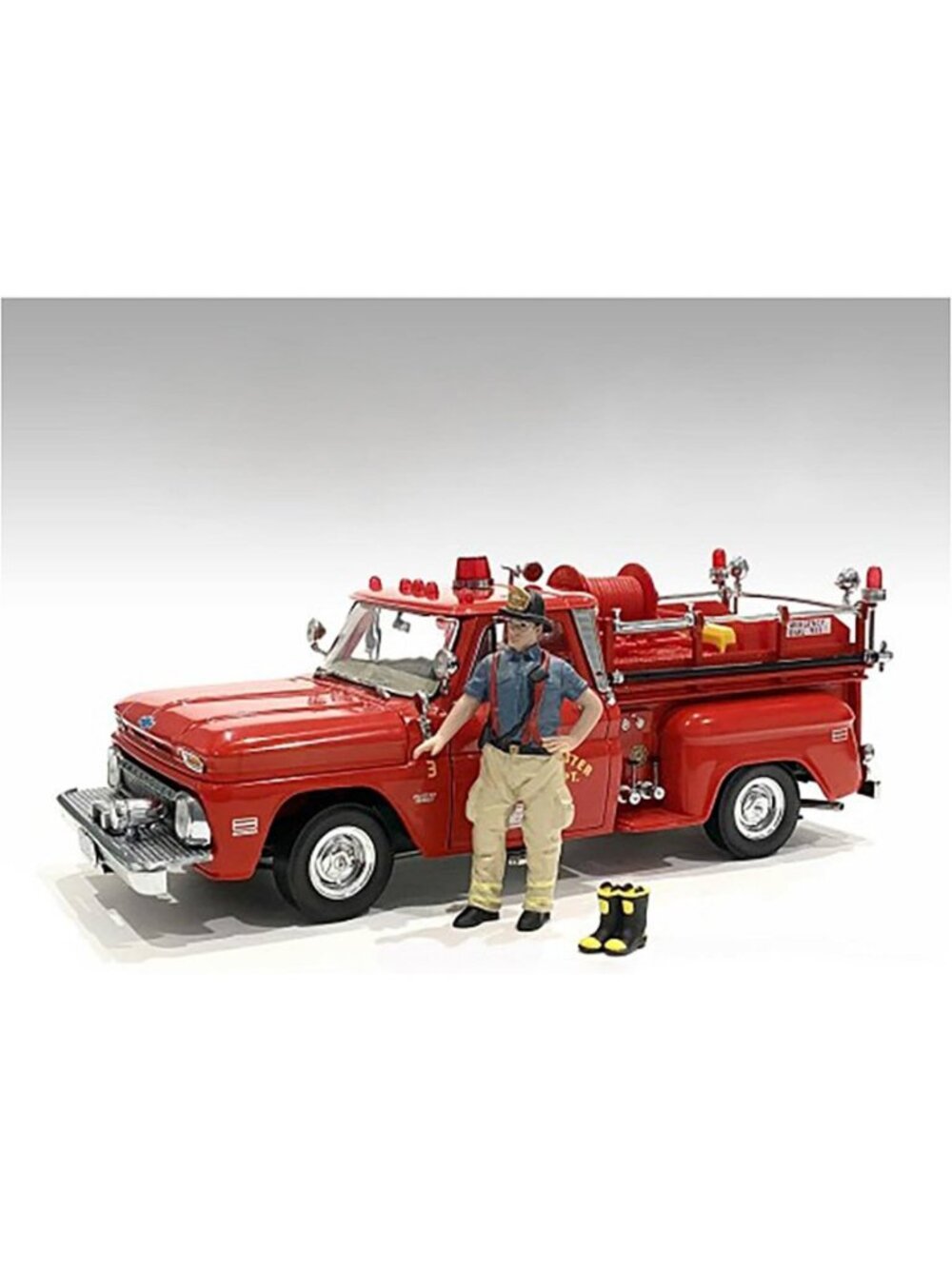 Firefighter Action Figure with Boots Accessory for 1/24 Scale Model Collectibles
